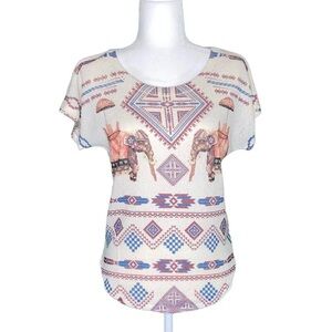AZTEC TRIBAL PRINT BOHO SHIRT · SIZE M · NWOT